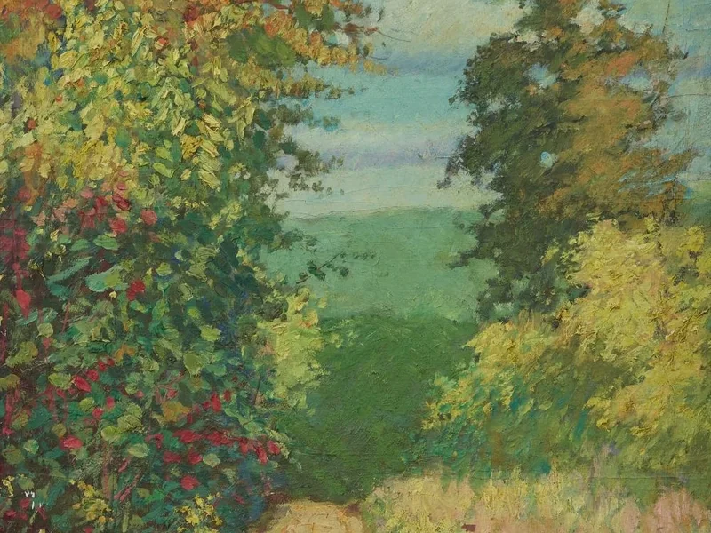 1863-William Purcell McDonald - Paesaggio estivo con alberi e sentiero